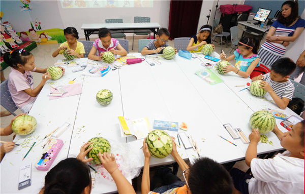 Carved creations on watermelon