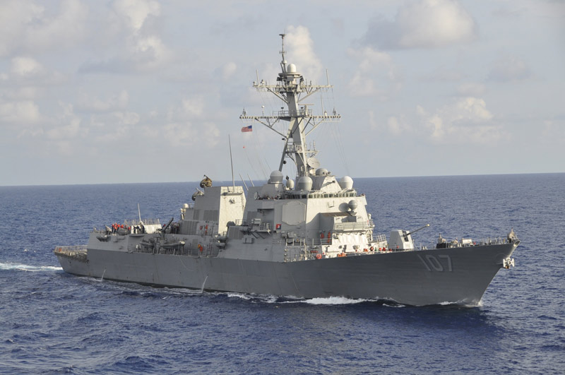 The Arleigh Burke-class guided-missile destroyer USS Gravely (DDG 107) is pictured underway during the multinational UNITAS Atlantic 53-2012 exercise conducted in the western Caribbean Sea in this September 25, 2012 handout photo. US missile destroyers stand by in Mediterranean