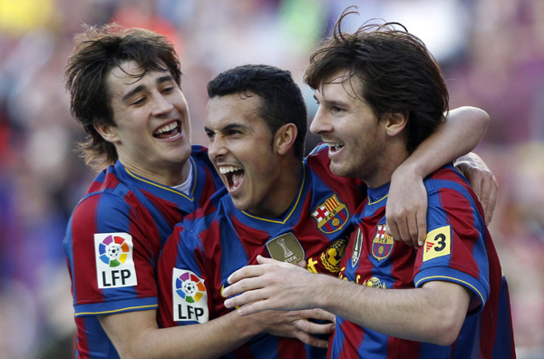 西甲：梅西榮膺最佳射手 巴薩4:0創(chuàng)紀(jì)錄奪冠