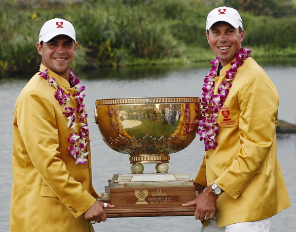 美國(guó)隊(duì)獲高爾夫球世界杯冠軍 中國(guó)隊(duì)并列第18