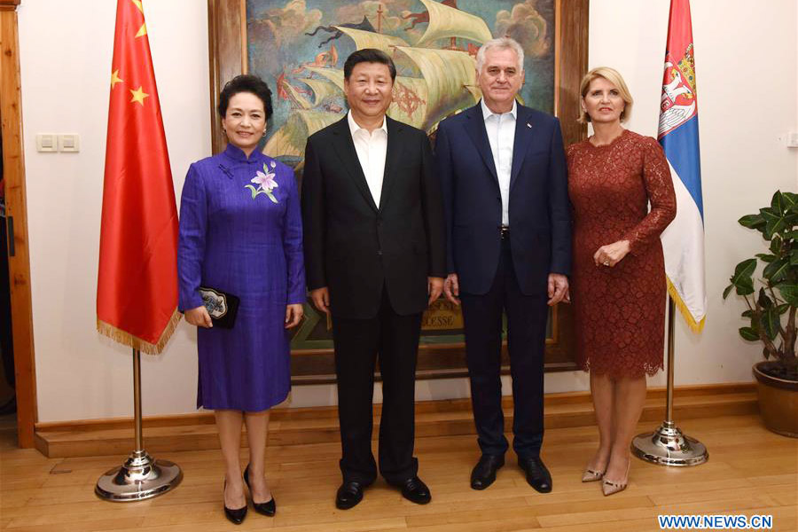 Chinese president meets Serbian president in Belgrade, Serbia