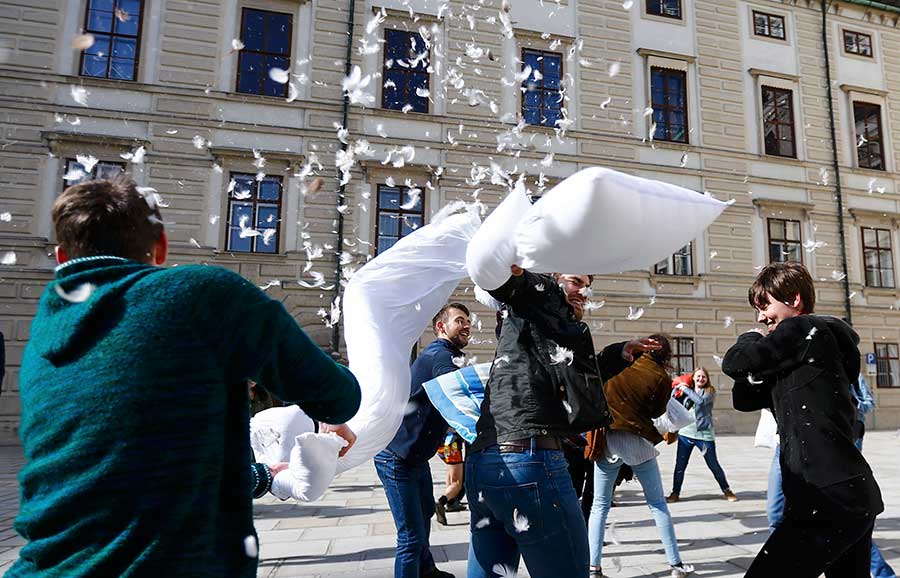 Pillow Fight Day celebrated worldwide