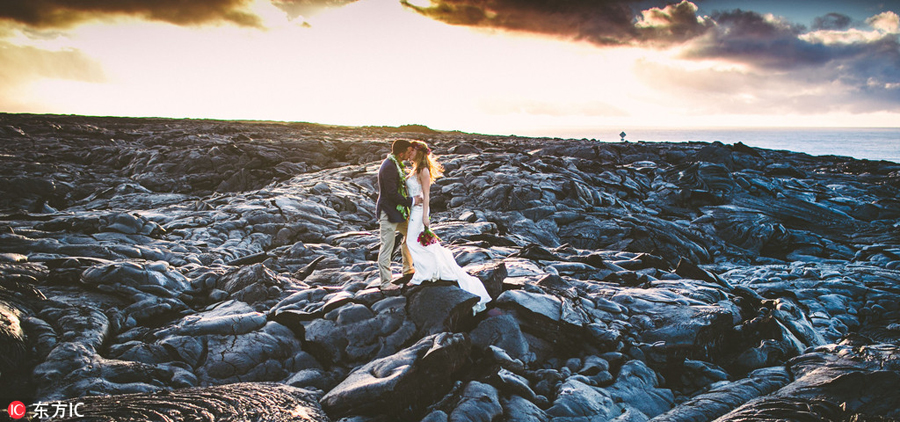 A 'red wedding' in front of flowing lava