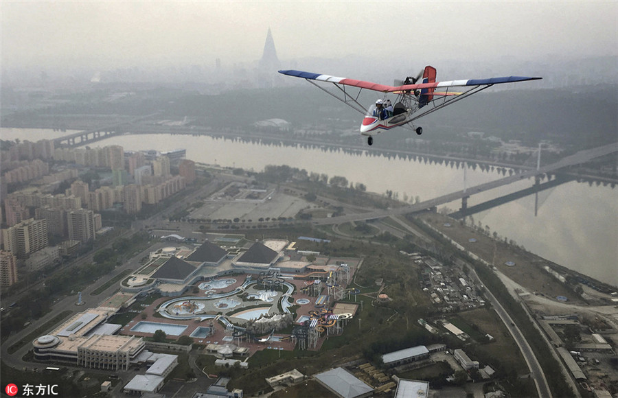 Flying club offers bird's-eye view of Pyongyang